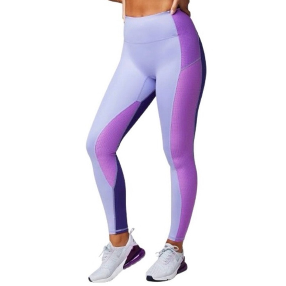 Fabletics Motion365+ Purple Colorblock Mesh Pocket Leggings Women XS